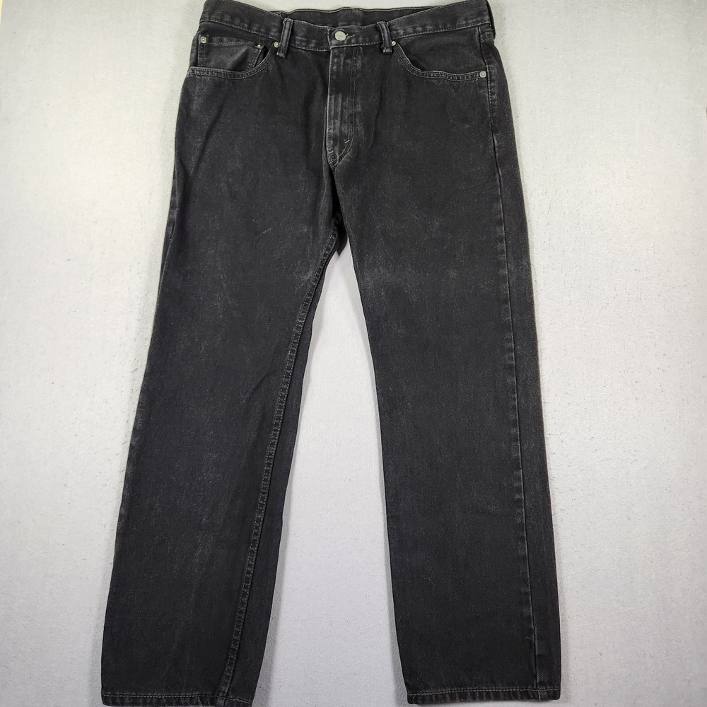 Levi's Mens 505 Straight Leg Black Denim Jeans Pants 36x30